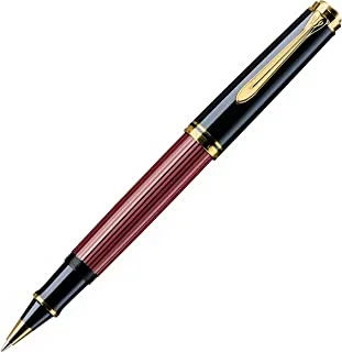 Pelikan Souveraen Rollerball Pen R800 أسود وأحمر مع حواف ذهبية | علبة هدايا | 4111