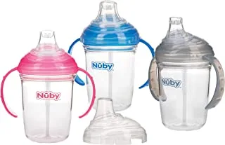 Nuby Tritan Unprinted Twin Handle Soft Spout Cup, 240 ml Capacity, Blue