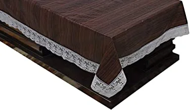 Kuber Industries تصميم خشبي PVC 4 مقاعد وسط غطاء طاولة 60 × 40 (بني داكن)