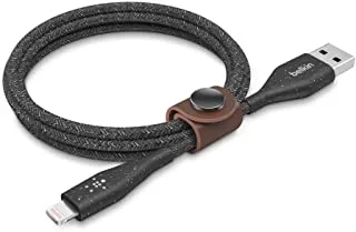 Belkin DuraTek Plus Lightning to USB-A Cable with Strap (Ultra-Strong iPhone Charging Cable, Lightning to USB Cable, 4ft/1.2m, Black)