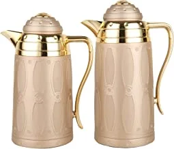Al Saif Bianka 2 Pieces Coffee And Tea Vacuum Flask Set Size: 0.7/1.0 Liter, Color: Matt Biege