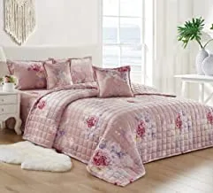 Double Sided Velvet Comforter Set For All Season, 4 Pcs Soft Bedding Set, Single Size (160 X 210 Cm), Classic Double Side Square Stitched Floral Pattern, Sjyh, Multi Color -8