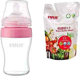 Farlin Baby Bottles Cleft Palate Nurser Small, 150 ml, Pink And Farlin 2.0 Bottle Wash Refill 700mlBundle Pack