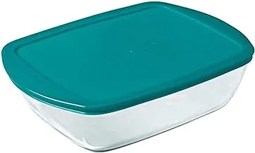 Pyrex Transparent Rectangular Dish With Lid, (23X15Cm), 1 L, Packaging May Vary, Assorted Colors