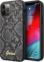 Guess Pu Python Pattern Case W/Metal Logo For Iphone 12/12 Pro (6.1 Inches) - Black