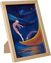 لوحة جدارية لووا دريم لفتاة جميلة للرقص مع مقلاة خشبية بإطار جاهز للتعليق للمنزل ، غرفة النوم ، غرفة المعيشة والمكتب ، ديكور المنزل مصنوع يدويًا ، لون خشبي 23 × 33 سم من لووا
