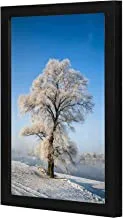 LOWHA White-leafed Tree Beside Body of Water Wall art wooden frame Black color 23x33cm By LOWHA