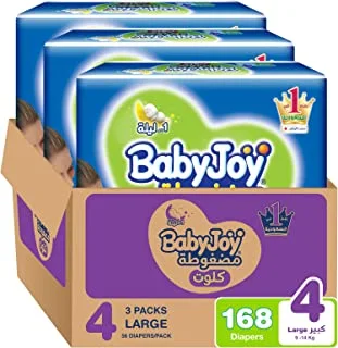 Babyjoy Culotte, Size 4, Large, 9 - 14 Kg, Mega Box, 168 Diaper Pants