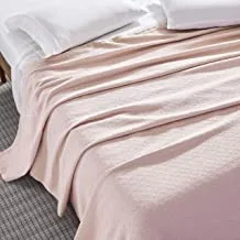 Krp Home 100% Cotton, Soft Premium Thermal Blanket/Throw Lightweight And Breathable Leno Weave - Perfect For Layering Any Bed For All-Season - Pink - Queen Size (228 X 228 Cm)