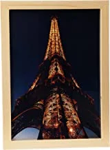 LOWHa architecture eiffel tower at night Wall art with Pan Wood framed Ready to hang for home, bed room, office living room Home decor hand made wooden color 23 x 33cm By LOWHa