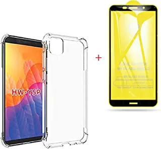 Clear Case for Huawei Y5P + [1 Pack] Tempered Glass Screen Protector, Ultra Thin Silicone Transparent TPU Case Airbag Anti-Shock Anti-scratch Clear Cover Y5P