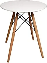 طاولة خشبية مستديرة جانبية ، ابيض ، المقاس: 80 سم * 67 سم * 67 سم