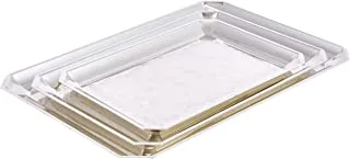 Al Saif 3Pcs Metal Octogan Tray No Handle Engraving Pattern On Centre (Size:XL,L,M 43.1X29.9 36.8X25.4 30.4X21.5) Color:Silver