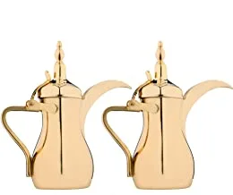 طقم دلة السيف 2 قطعة من الفولاذ المقاوم للصدأ للقهوة العربية الحجم: 20/20 أونصة ، اللون: ذهبي