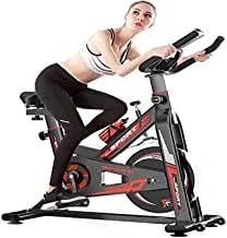 Coolbaby Spinning Fitness Stationary Bike with Mobile Phone Bracket, Black/Red
