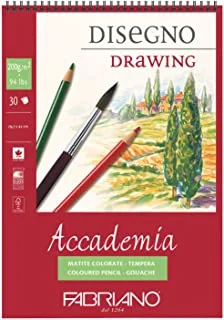 Fabriano 30 Sheets Accademia Disegno Drawing Pad, 42 Cm X 29.7 Cm Size, White