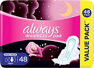 Always Breathable Soft Maxi Thick, Night sanitary pads, 48 Pads pack may vary