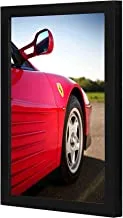 LOWHA Red Ferrari Sports Car Wall art wooden frame Black color 23x33cm By LOWHA