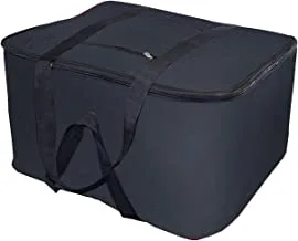 Kuber Industries Rexine Jumbo حقيبة تخزين تحت السرير مع إغلاق ومقبض بسحاب ، أسود
