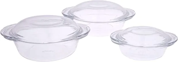 Marinex Lancaster Colony Gd16738933 Round Casseroles With Lids, 6 Pc Set, Gift Box, Pk 4 St, Clear, (Mab094)