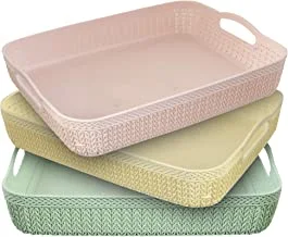 Kuber Industries Plastic Storage Basket|Fruit Basket, Vegetable Basket|Storage Basket Bins|Pack of 3|Multi