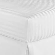 Deyarco Hotel Linen Klub 600Tc 100% Cotton 1 INCH Stripe Sateen Weave Fitted Sheet with elasticized deep pocket, Size: Double 150x200+30cm