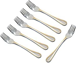 Soleter Stainless Steel Cake Fork With Mirror & Gold Polish | 6 Pieces Fruit Forks | Dessert Pastry Salad Forks for Home- Office- Dessert Shop and Party