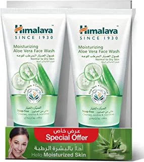 Himalaya Moisturizing Aloe Vera Face Wash Is Gentle, Cream Based Cleanser That Removes Dirt -2x150ml