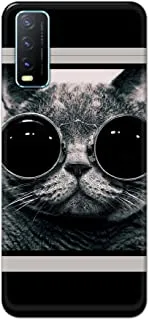 جراب Jim Orton بتصميم غير لامع مصمم لهاتف Vivo Y20-Cat Swag أسود رمادي