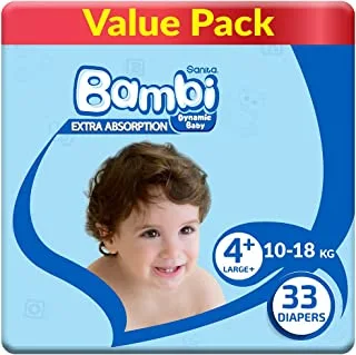 Sanita Bambi, Size 4+, Large, 8-16 Kg, Value Pack, 33 Diapers