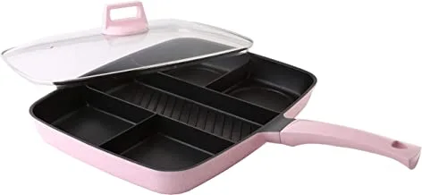 New Life 5 In 1 Rectangle Shape Breakfast Pan Marble Pink, 38 Cm