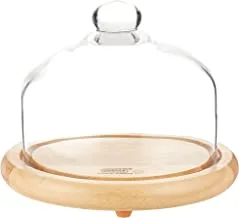 Billi Wooden Cheese Dome With Glass Lid Gw-927, Multi-Colour