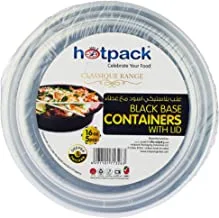 Hotpack Microwaveable Round Black Base Meal Prep Container With Clear Lid, Lunch Boxes 16 Oz 5 Pieces ' 5 Units