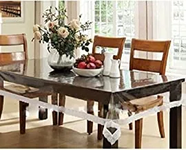 Kuber Industries PVC 6 Seater Transparent Dining Table Cover - White