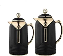 Al Saif Thurya 2 Pieces Coffee And Tea Vacuum Flask Set, Size: 0.7 & 1.0 Liter, Color: Matt Black, K195655/2Mbkg