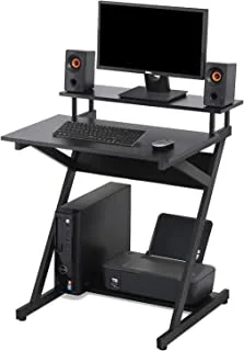 JOYSEUS Computer Mobile Workstation Desk Table with Monitor Shelf Study Writing Desk for Small Spaces Black