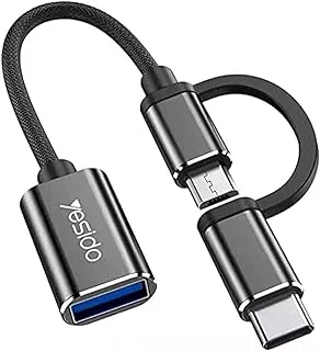 Yesido GS02 2 In 1 OTG Super Fast USB 3.0 Data Transmission Cable - Black