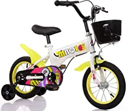 MAIBQ دراجة أطفال كروزر بعجلات تدريب وحواجز 12 بوصة ، أصفر ، مقاس S