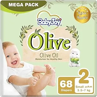 BabyJoy Olive Oil, Size 2, Small, 3.5-7 kg, Mega Pack, 68 Diapers