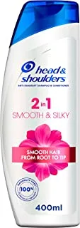 Head & Shoulders 2in1 Smooth & Silky Anti-Dandruff Shampoo & Conditioner for Dry and Frizzy Hair, 400 ml