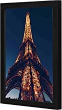 LOWHA architecture eiffel tower at night Wall art wooden frame Black color 23x33cm By LOWHA
