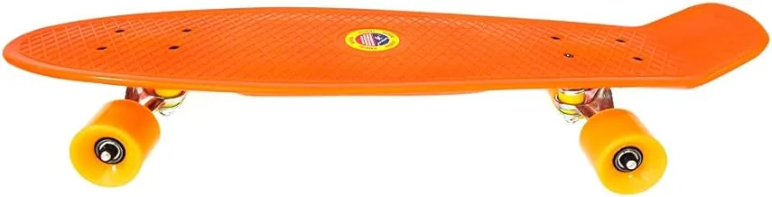 Skateboard By Funz Cruiser Skateboard, Retro Plastic Complete Skateboard For Boys And Girls, Non-Slip Skateboard Size 67 X 18 Cm For Kids Boys Girls Teens Adults Youths And Beginners, Orange