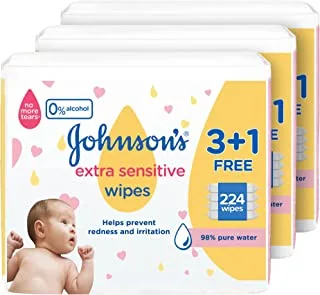Johnson's Extra Sensitive, 3X4X56, 672 Baby Wet Wipes