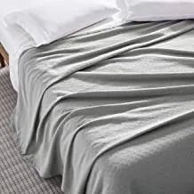 KRP HOME 100٪ قطن ، بطانية حرارية ناعمة فاخرة / بطانية لينو خفيفة الوزن ومسامية - مثالية لطبقات أي سرير لجميع المواسم - رمادي - مقاس كوين (228 × 228 سم)