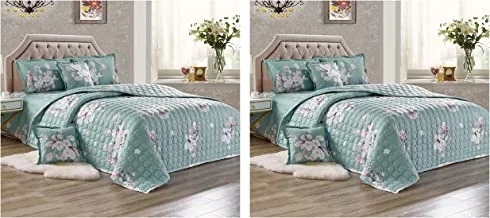 Pack of 2 Compressed Comforter Set, 4 Pieces, Single Size, Floral, HXSx-007