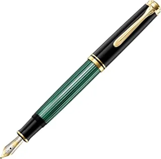 قلم حبر بيليكان سوفرين M600 باللونين الأسود والأخضر مع حافة ذهبية | علبة هدايا | 6569