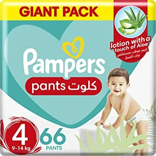 Pampers Aloe Vera, Size 4, Maxi, 9-14kg, Giant Pack, 66 Pants Diapers