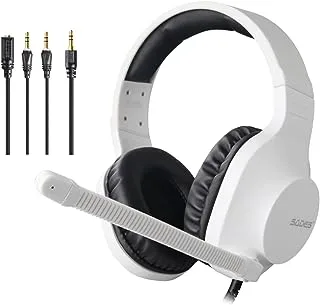 Sades Gaming Headset Over-Ear Wired With Microphone And Volume Control, Noise Cancellation For Pc, Mac, Ps4, Xbox, As-721- White, Medium