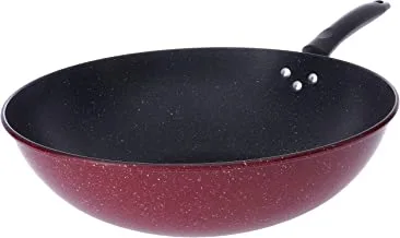 BISTER 24-183 NON-STICK GRANITE WOK PAN BACKLITE HANDLE SIZE: 36cm Black & Red