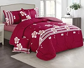 Medium Filling Floral Comforter 6Piece Set By Hours, King Size,Isha-019, Multicolors
